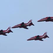 Red Arrows flying over Llay previously.