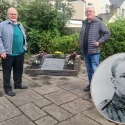 Main image shows Shotton councillors ouncillors Gary Cooper (left) and David Evans at the memorial / Inset of Harry Weale.