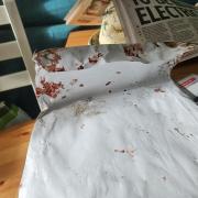 Toby Latham couldn't believe his eyes when he discovered his post was covered in what appeared to be dried blood