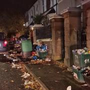 Uncollected bins in Wrexham