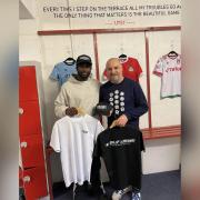 Mendy with Wrexham Trainer Revival owner Stephen Tapp