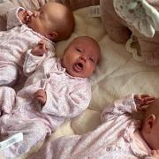 Willow, Nancie and Mabel Davies - triplets who are genetically identical.
