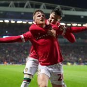 Andy Cannon celebrates his goal at Blackburn. Picture: PA