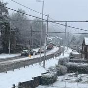 Vehicles became stuck on the A494 in Gwernymynydd.