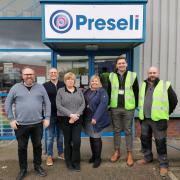 Staff at promotional products firm Preseli, in Flintshire.