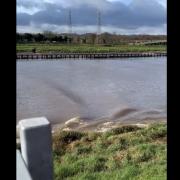 A tidal bore was seen on the River Dee today.