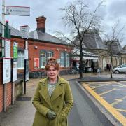 Sarah Atherton MP at Wrexham General train station.