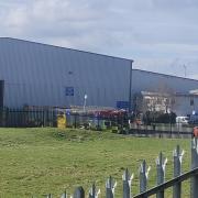 Fire engines at the scene of the incident near the recycling centre.
