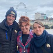 Sarah Atherton MP with Claire and Paul Marshall at the Houses of Parliament