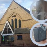 Main image of Rivertown Church in Shotton / Inset of super glue smeared on the window and key safe lock.
