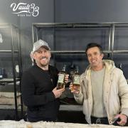 Vault 33 owner Neil Roberts with Four Walls Whiskey co-founder Rob McElhenney