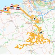 Map of North Wales highlighting all flood alerts and warnings