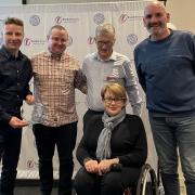 Richard Milne (Area Manager-North Wales), Craig Heard (Sales & Marketing Manager-North  Wales), Ivan Horsfall Turner (Freedom Leisure Chief Executive Officer) Baroness Tanni Grey-  Thompson DBE and Andy Harris (Regional Manager-Wales & The North)