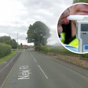 New Road (Google) and, inset, a breath test
