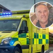 An ambulance and, inset, George Ian Stevenson