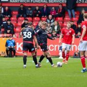 Wrexham midfielder Andy Cannon in action at Crewe. Picture by GEMMA THOMAS