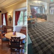Before and after the revamp of the White Bear's dining area.