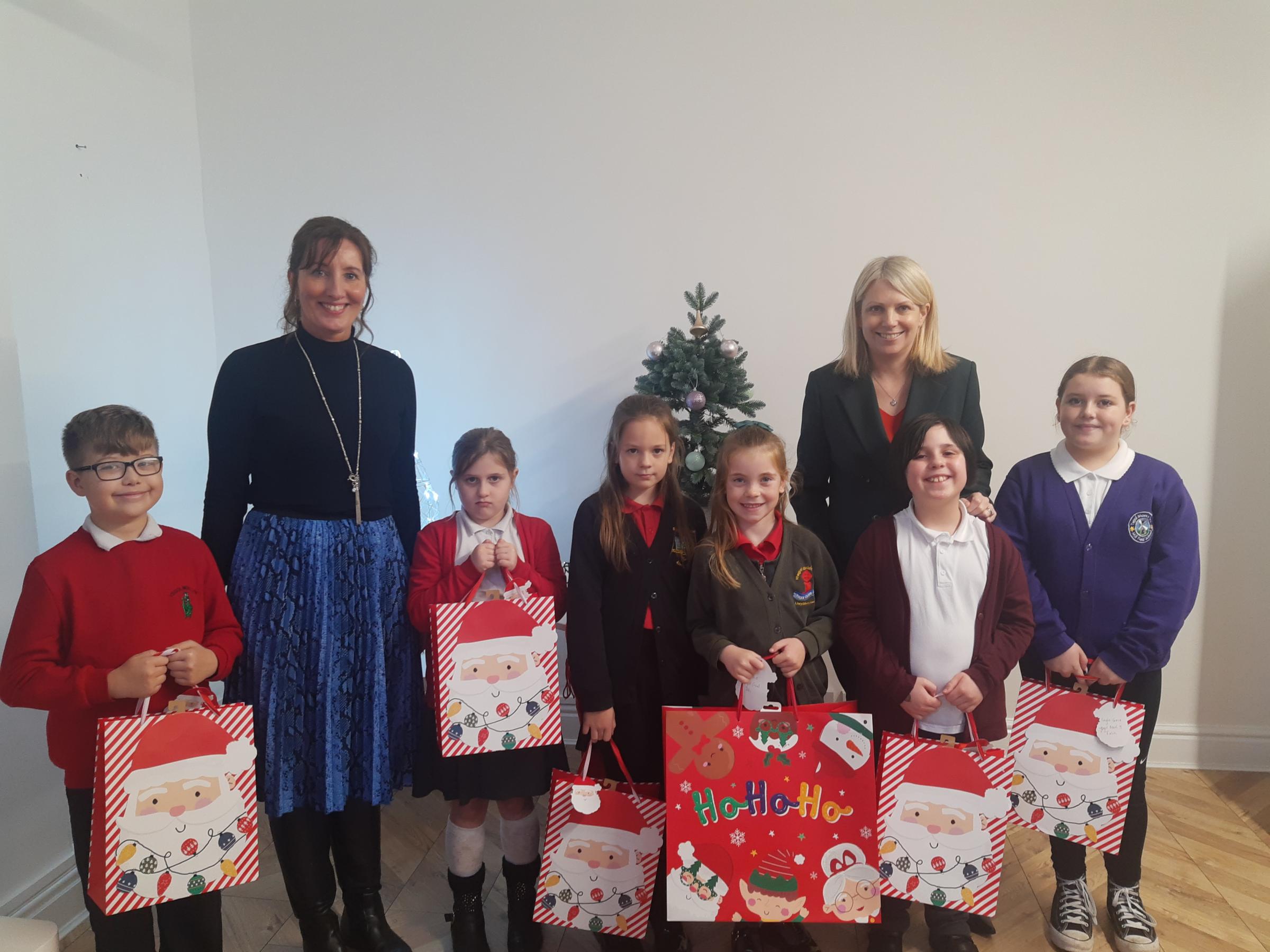 The runners-up from the other schools with Hannah Blythyn MS.