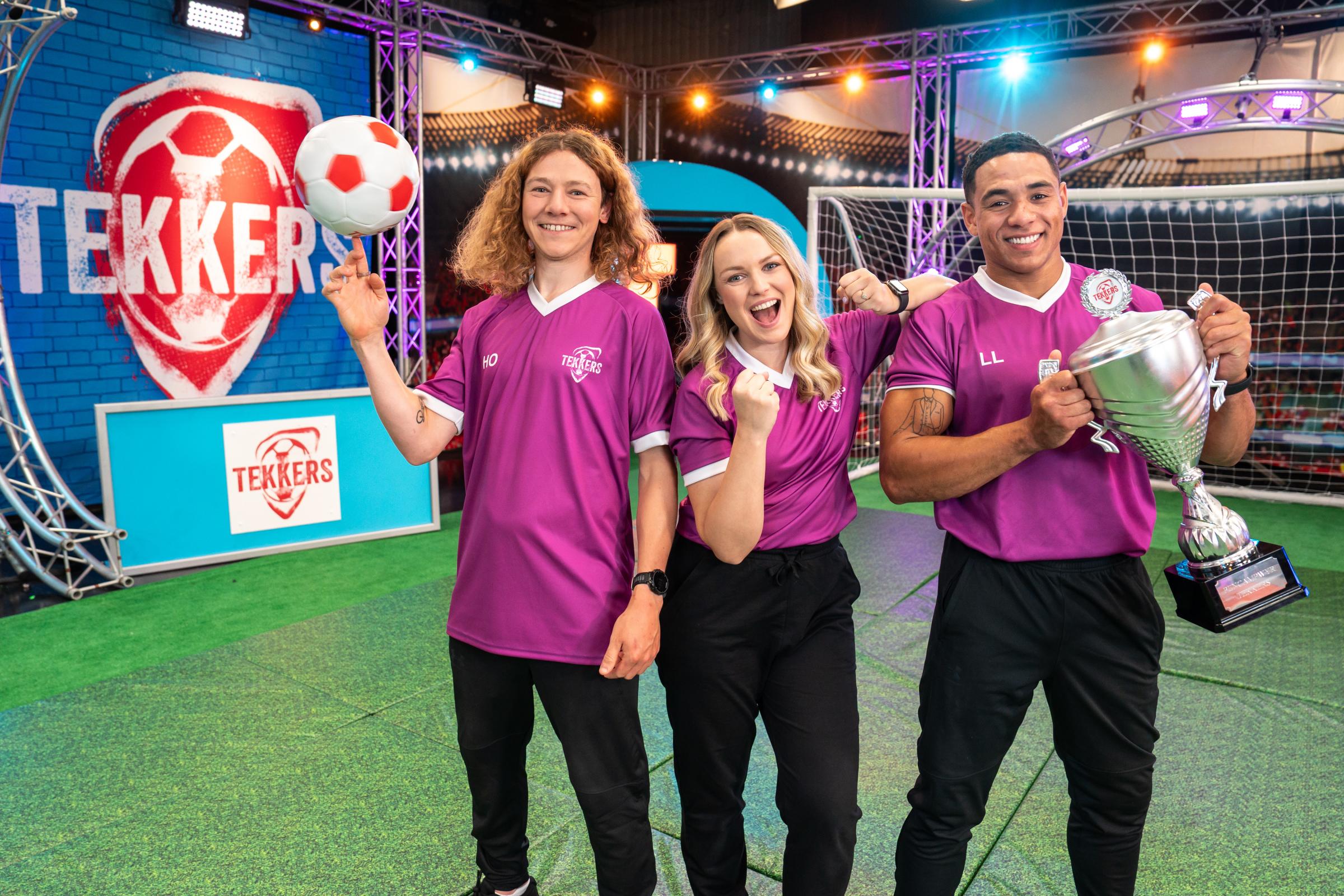 Trekkers presenters Huw Owen, Heledd Anna and Lloyd Lewis.