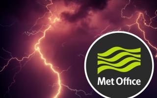 A yellow warning is in place as “slow-moving heavy showers and thunderstorms” are set to hit the region on Friday (Canva/Met Office)