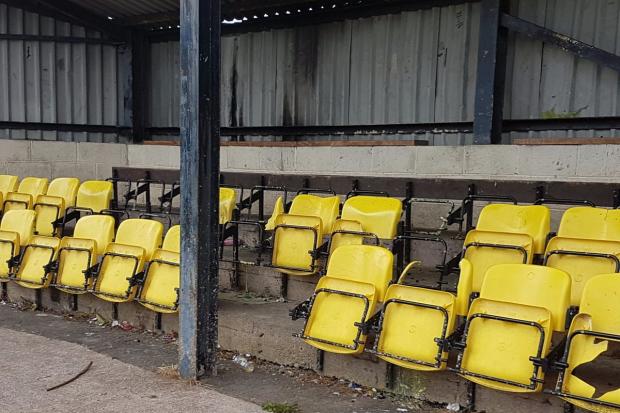 Damage at Brymbo Sports Club football stadium. Picture: Twitter / NWP Wrexham Rural
